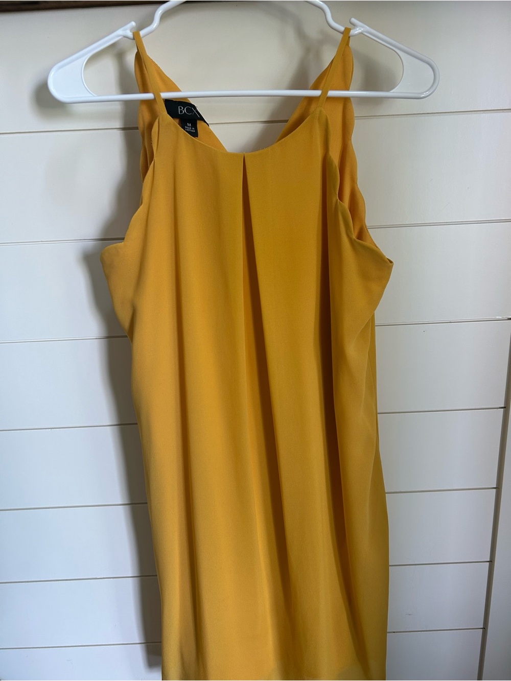 BCX Mustard Yellow Pleated Front Midi Dress